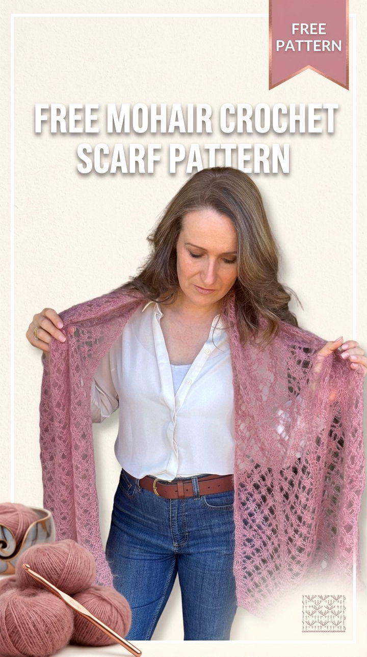 Free Mohair Crochet Scarf Pattern Modern Retro Chic Bridal or Beach Wrap