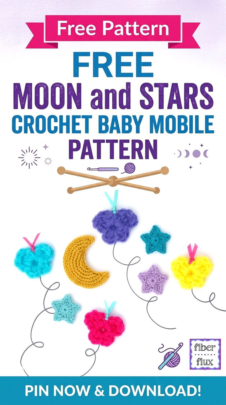 Free Moon and Stars Crochet Baby Mobile Pattern