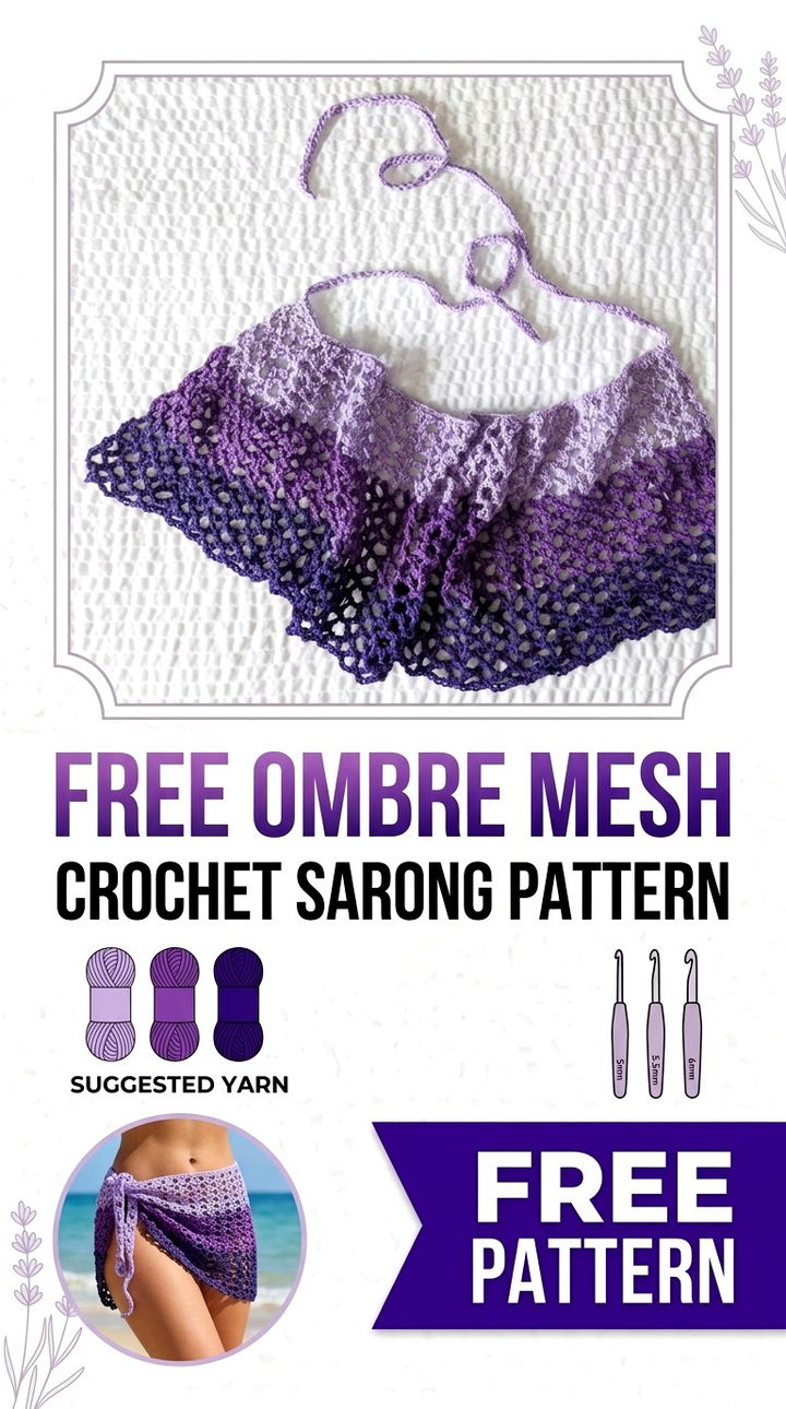 Free Ombre Mesh Crochet Sarong Pattern Modern Retro Boho Style
