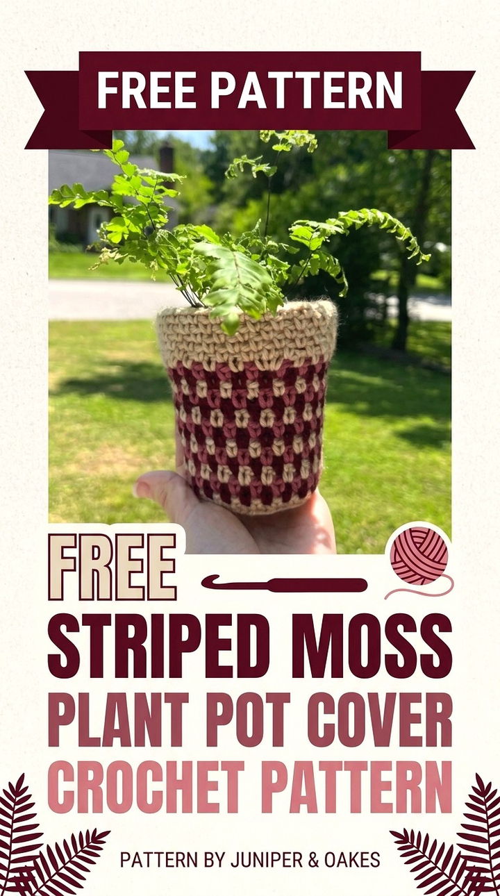 Free Striped Moss Plant Pot Cover Pattern Modern Groovy Boho Decor
