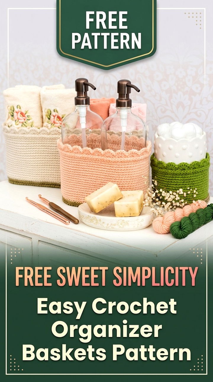 Free Sweet Simplicity Easy Crochet Organizer Baskets Pattern Modern Retro Boho Style