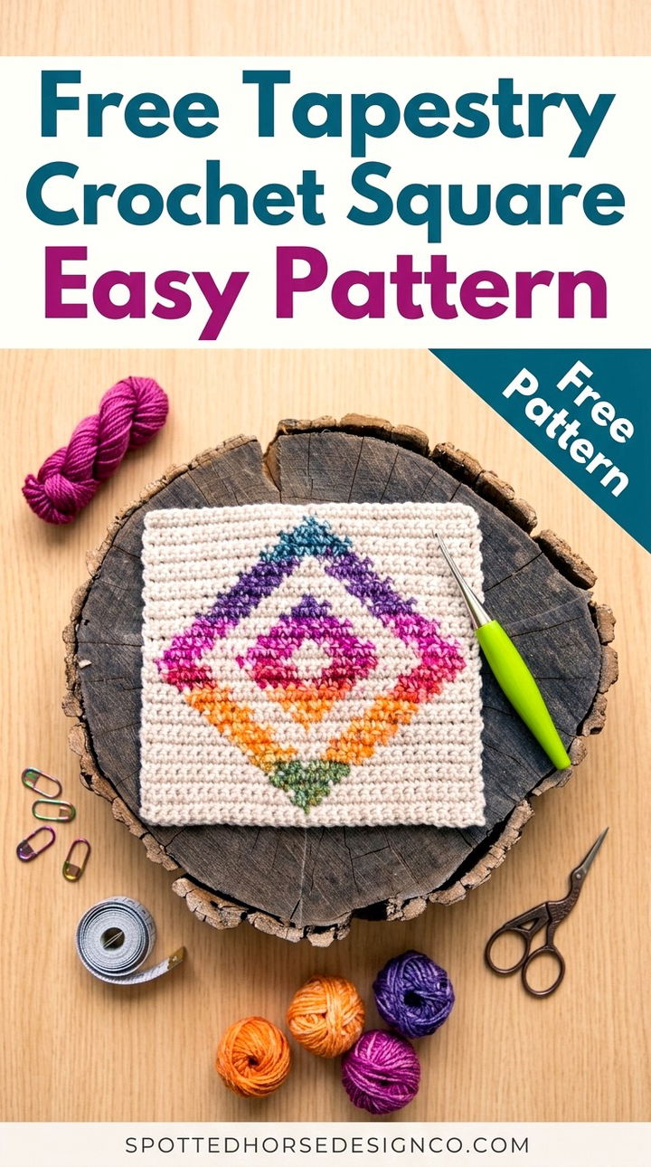 Free Tapestry Crochet Square Easy Pattern