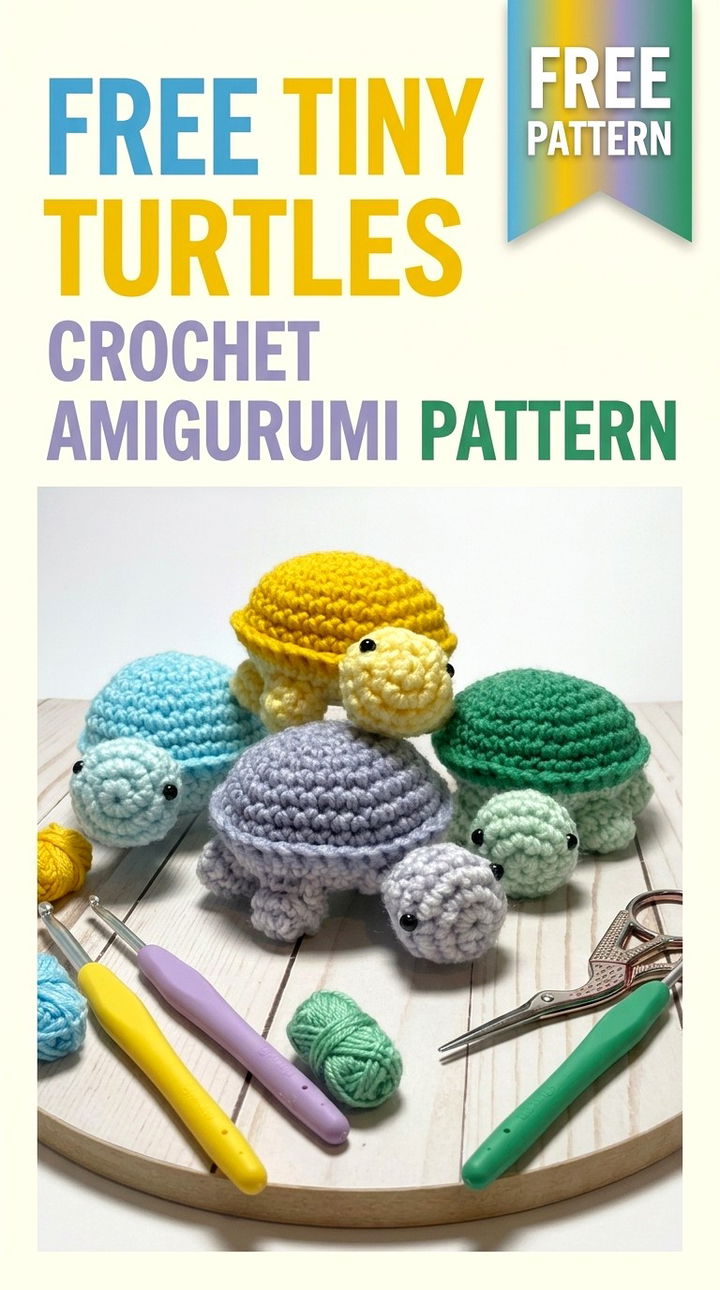 Free Tiny Turtles Crochet Amigurumi Pattern Modern Retro Boho Style