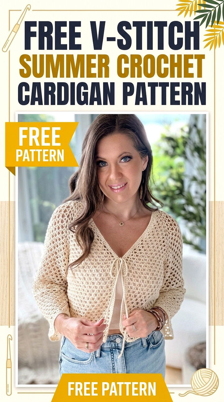 Free V Stitch Summer Crochet Cardigan Pattern