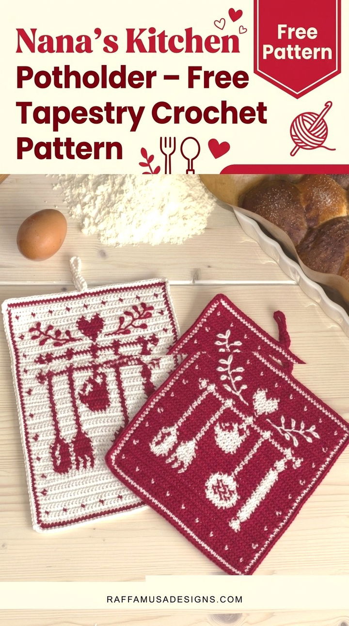 Nana’s Kitchen Tapestry Crochet Potholder Pattern