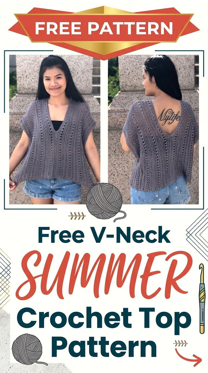 Free V Neck Summer Crochet Top Pattern