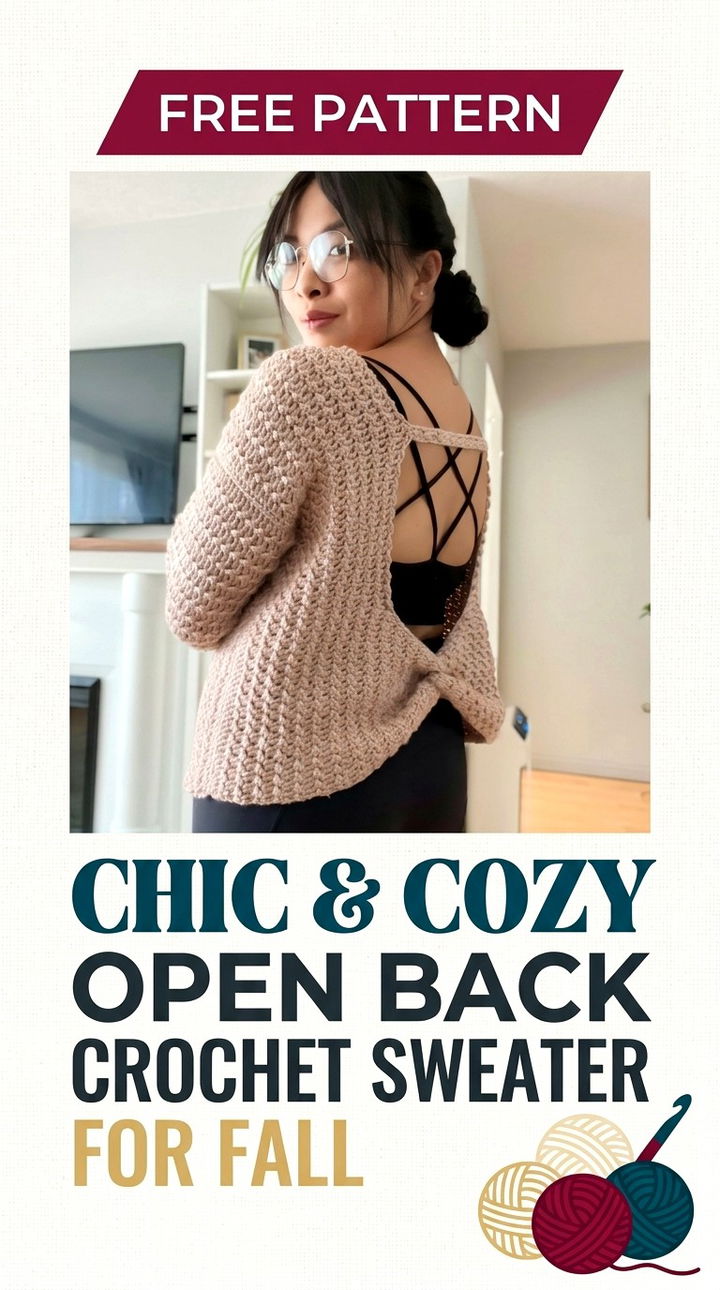 Chic and Cozy Open Back Crochet Sweater for Fall