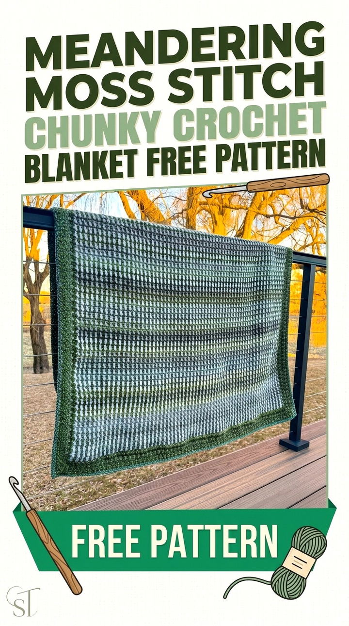 Cozy Comfort The Meandering Moss Stitch Chunky Blanket