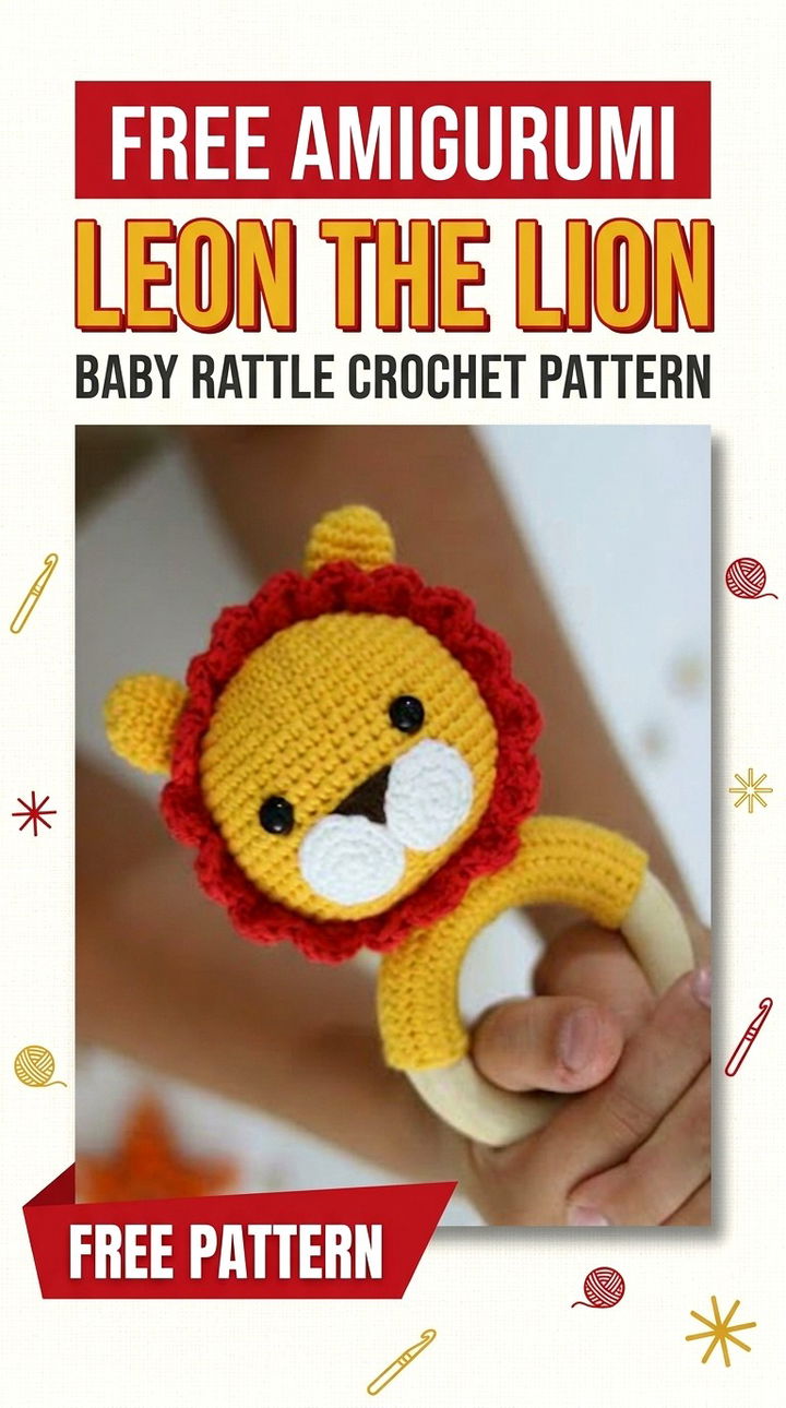 Free Amigurumi Leon the Lion Baby Rattle Crochet Pattern