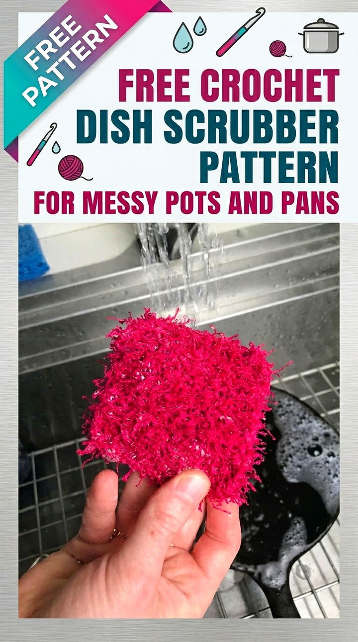 Free Crochet Dish Scrubber Pattern Modern Retro Kitchen Style