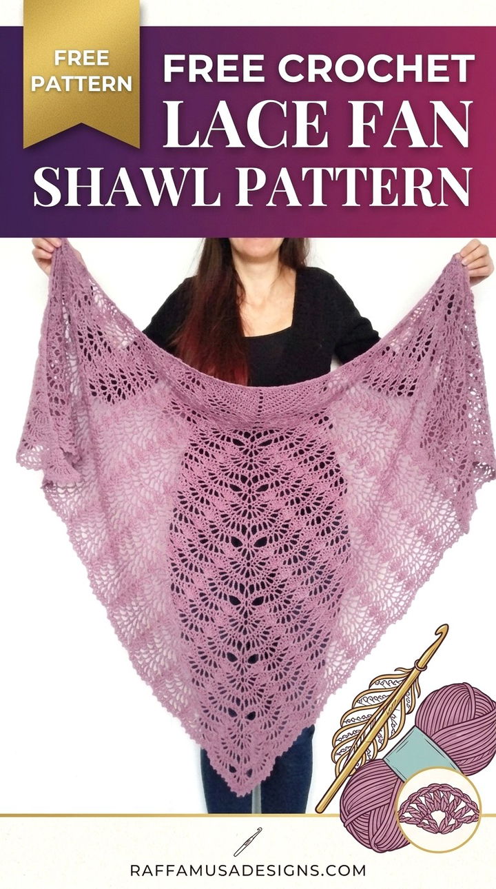 Free Crochet Lace Fan Shawl Pattern