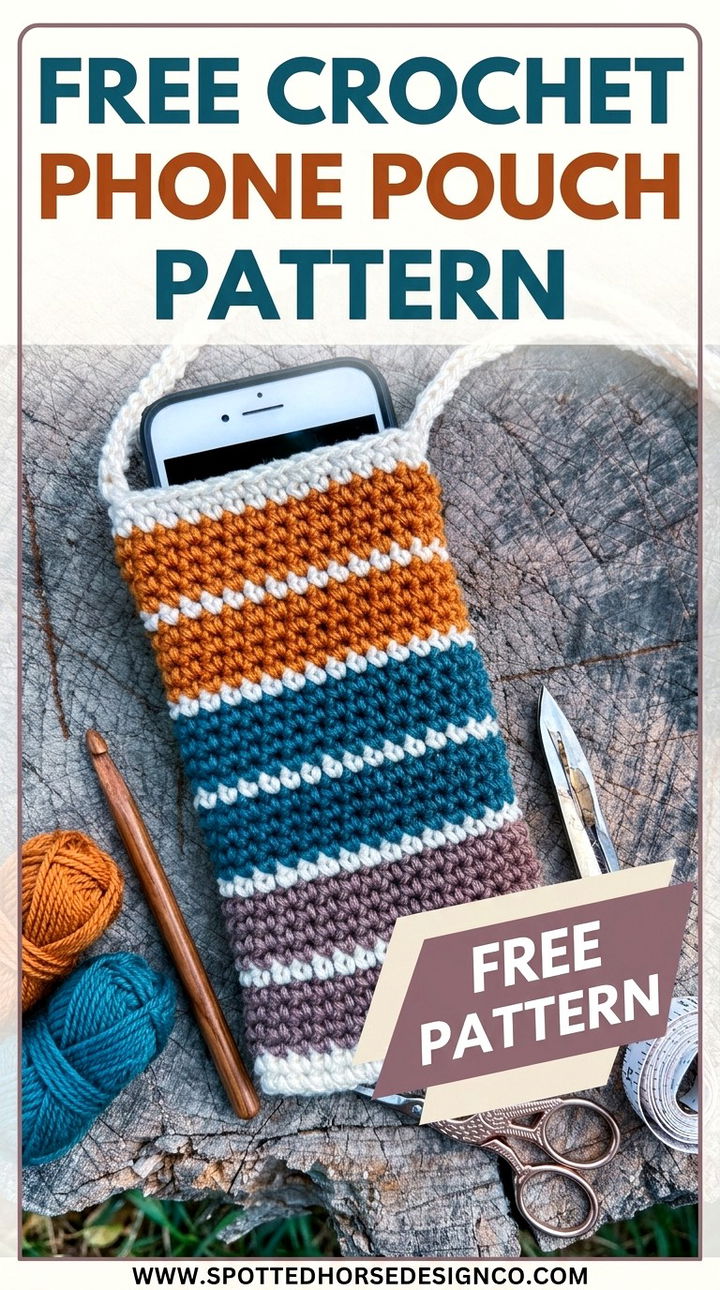 Free Crochet Phone Pouch Pattern Modern Groovy Tech Style