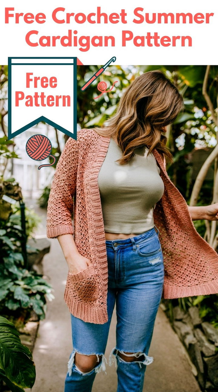 Free Crochet Summer Cardigan Pattern Modern Retro Boho Style..