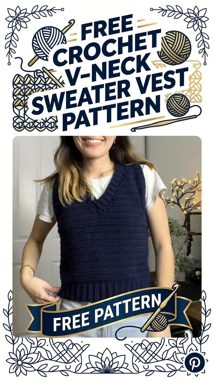 Free Crochet V Neck Sweater Vest Pattern