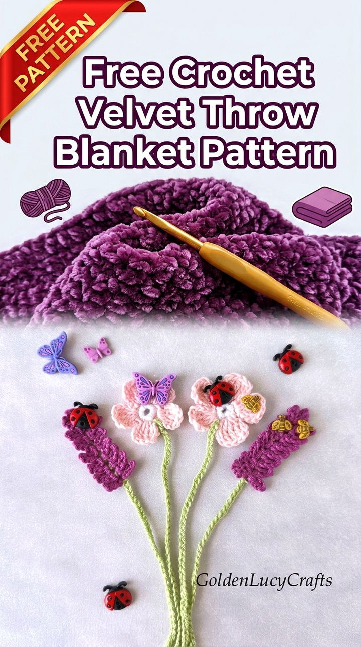 Free Crochet Velvet Throw Blanket Pattern Modern Groovy Home Decor