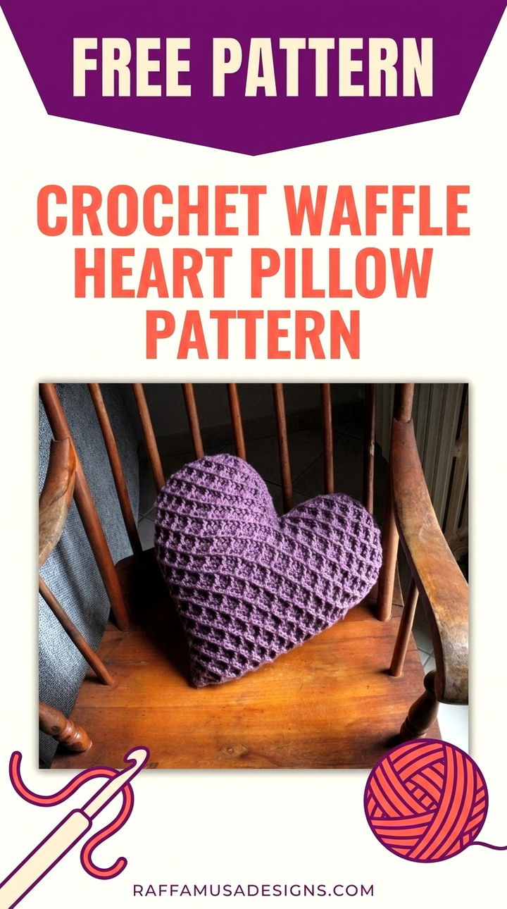 Free Crochet Waffle Heart Pillow Pattern