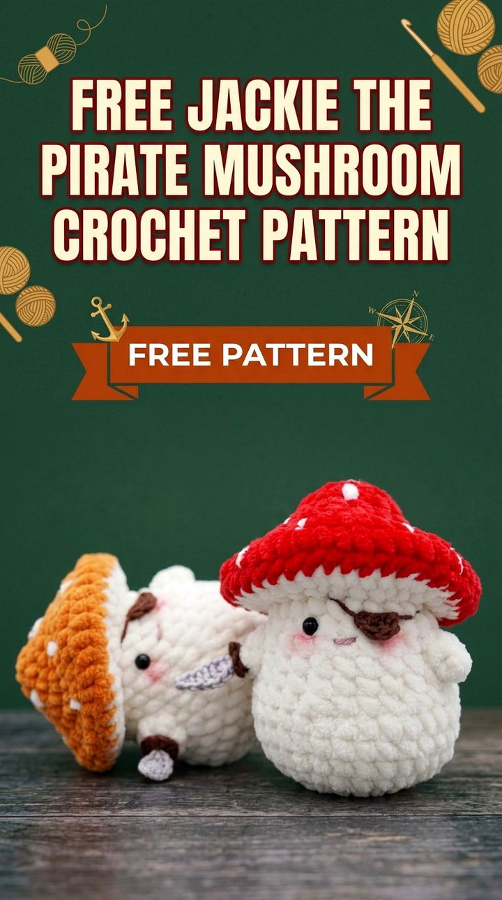Free Jackie the Pirate Mushroom Crochet Pattern Modern Retro Boho Style