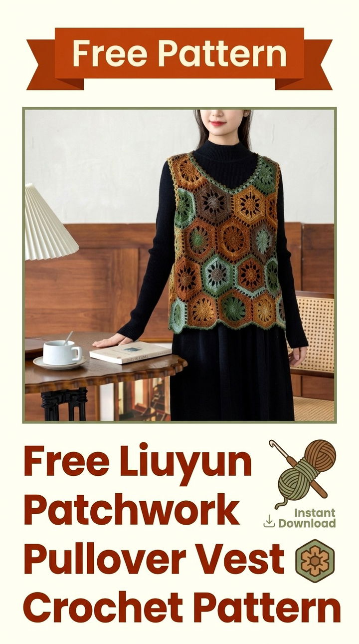 Free Liuyun Patchwork Pullover Vest Crochet Pattern Modern Retro Boho Style