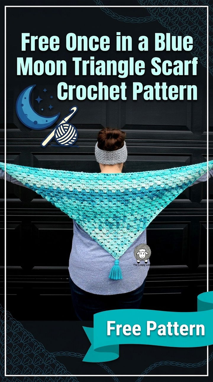 Free Once in a Blue Moon Triangle Scarf Crochet Pattern Modern Groovy Wrap Style