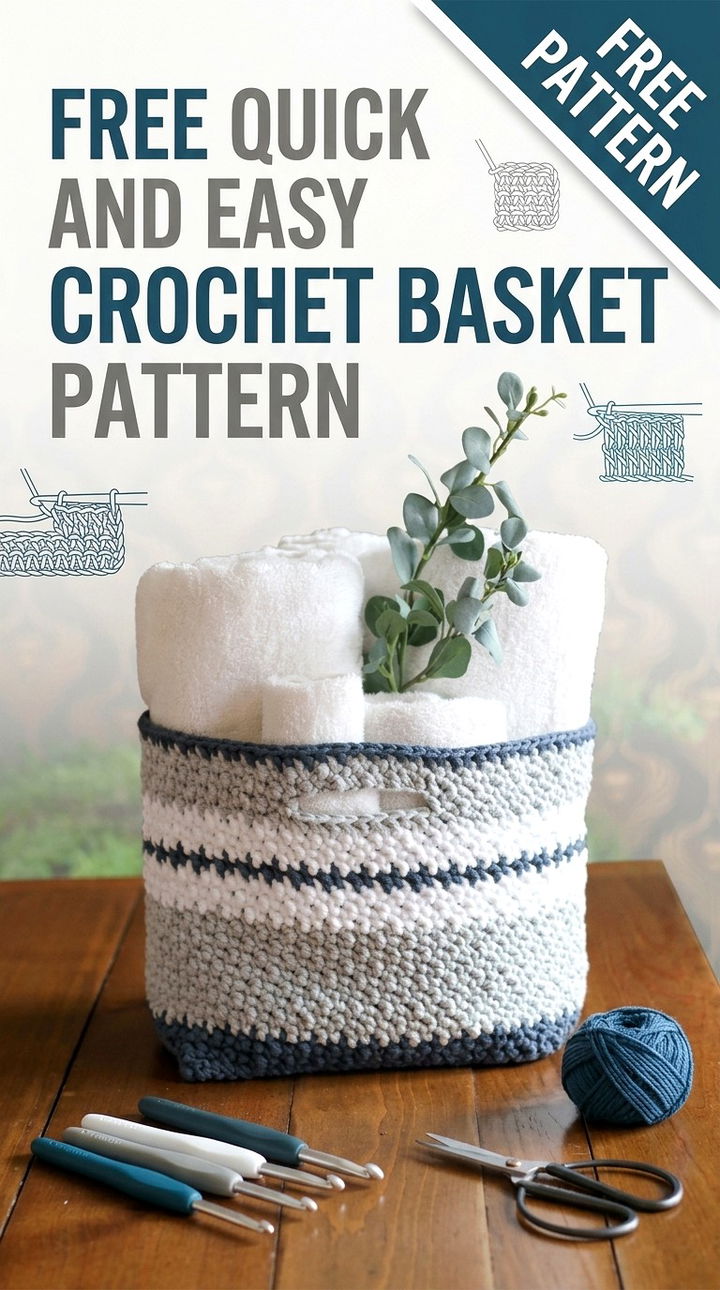 Free Quick and Easy Crochet Basket Pattern Modern Retro Home Style