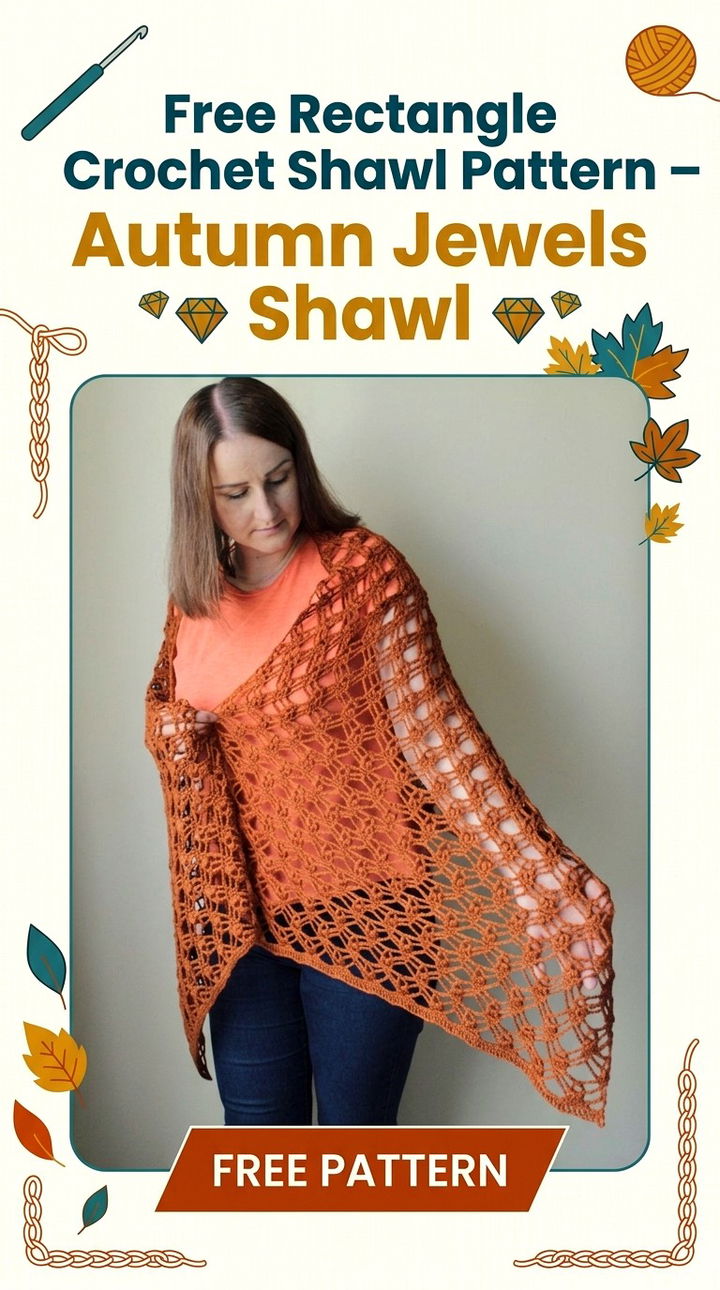 Free Rectangle Crochet Shawl Pattern Autumn Jewels Wrap