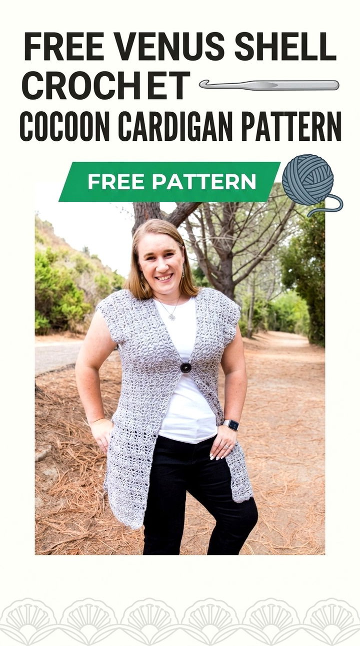 Free Venus Shell Crochet Cocoon Cardigan Pattern Modern Retro Elegance