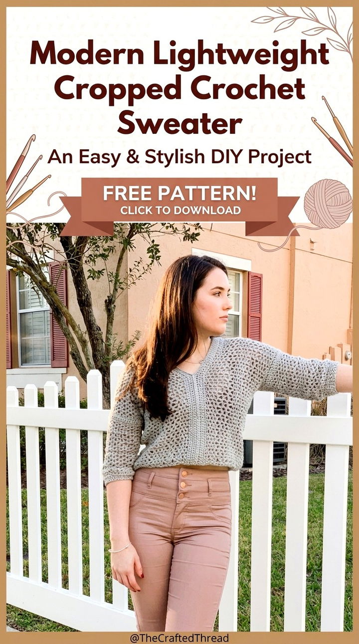 Modern Lightweight Cropped Crochet Sweater