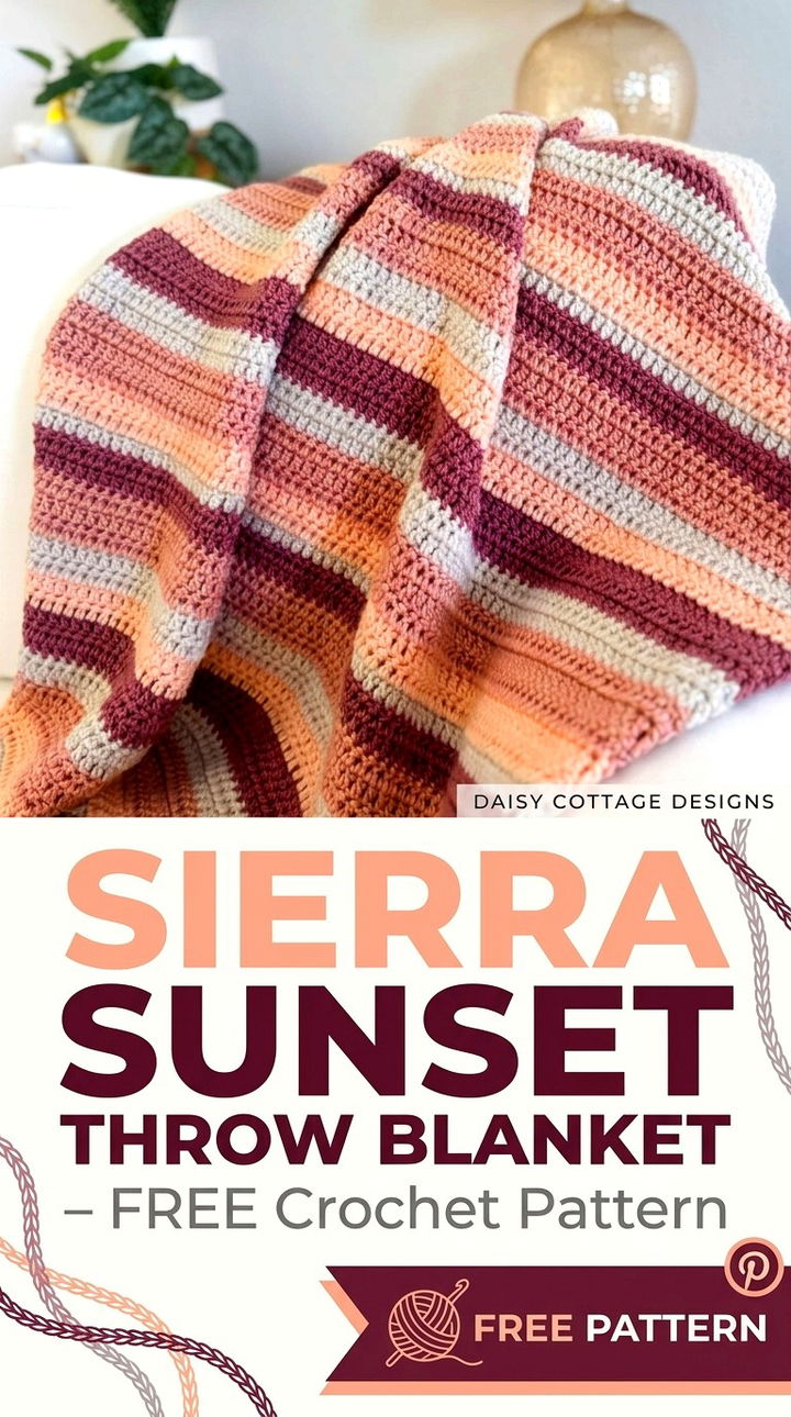 Sierra Sunset Throw Blanket Free Beginner Friendly Crochet Pattern