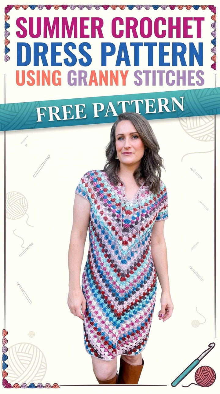Vibrant Summer Crochet Dress Pattern with Classic Granny Stitches