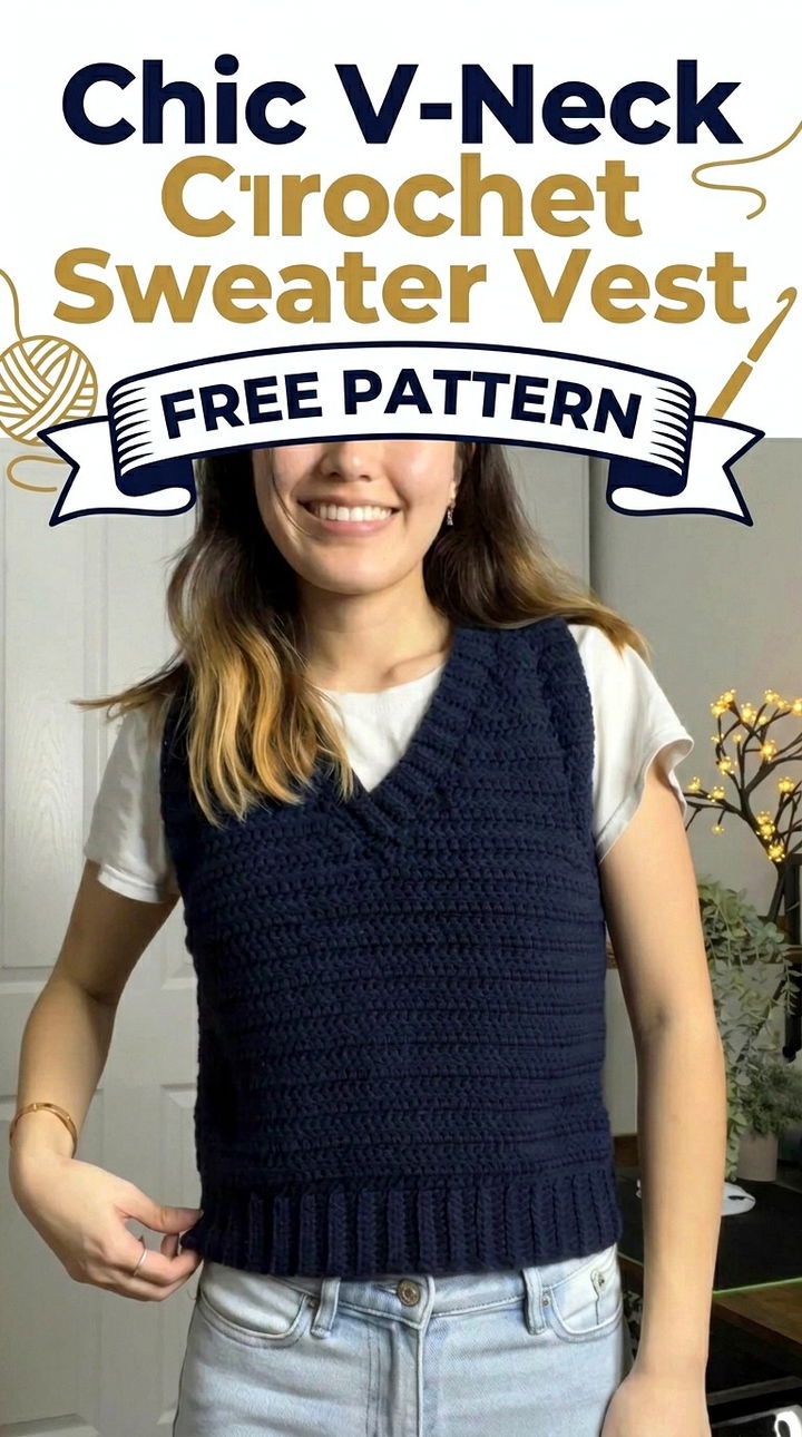 Chic V Neck Crochet Sweater Vest