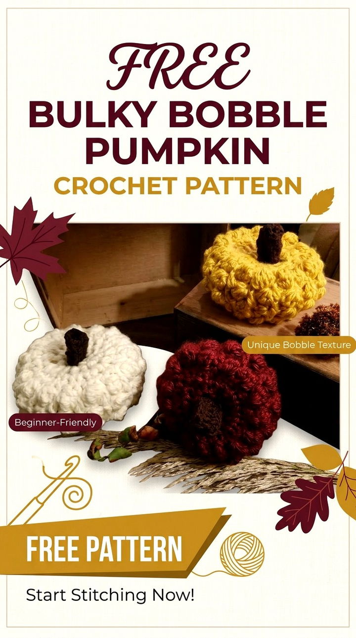 Free Bulky Bobble Pumpkin Crochet Pattern Cozy Autumn Decor