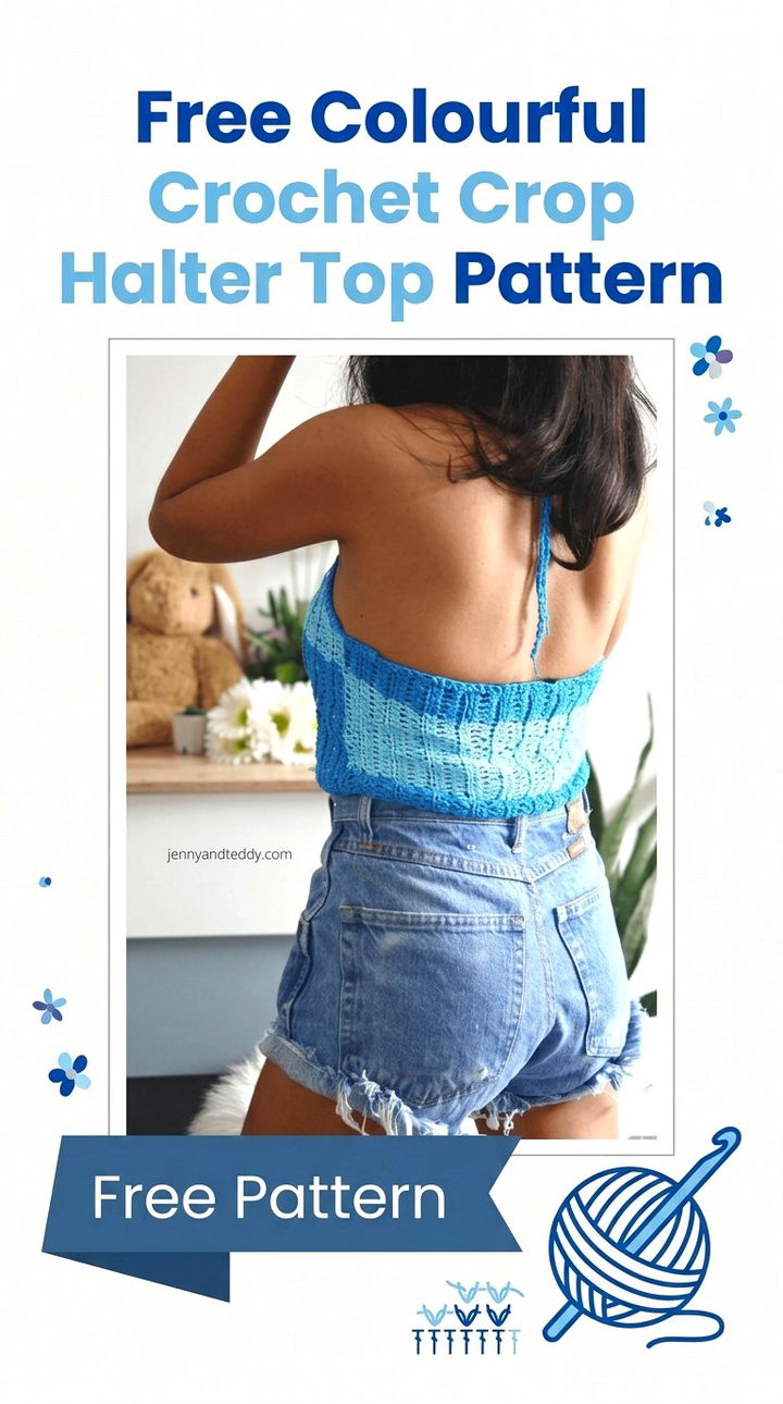 Free Colourful Crochet Crop Halter Top Pattern