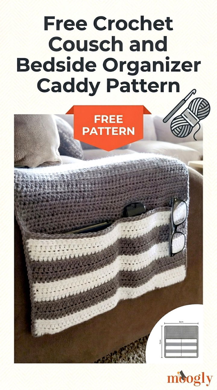 Free Crochet Couch and Bedside Organizer Caddy Pattern