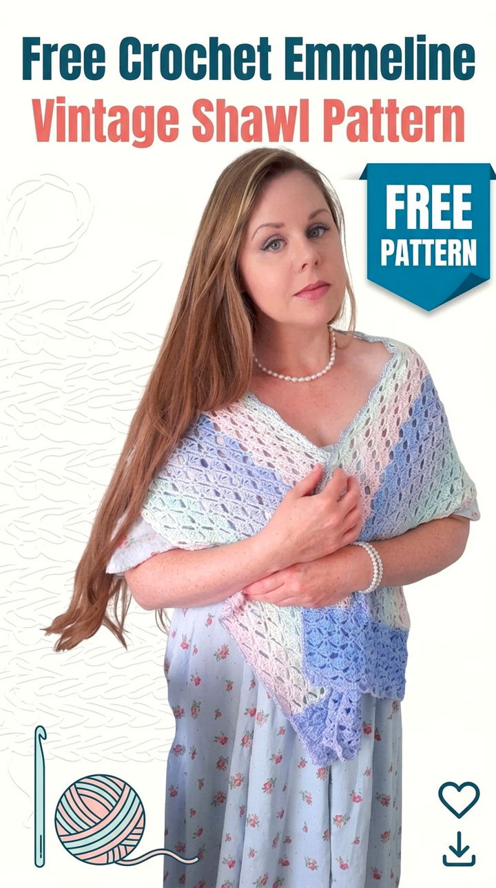 Free Crochet Emmeline Vintage Shawl Pattern Retro Boho Chic