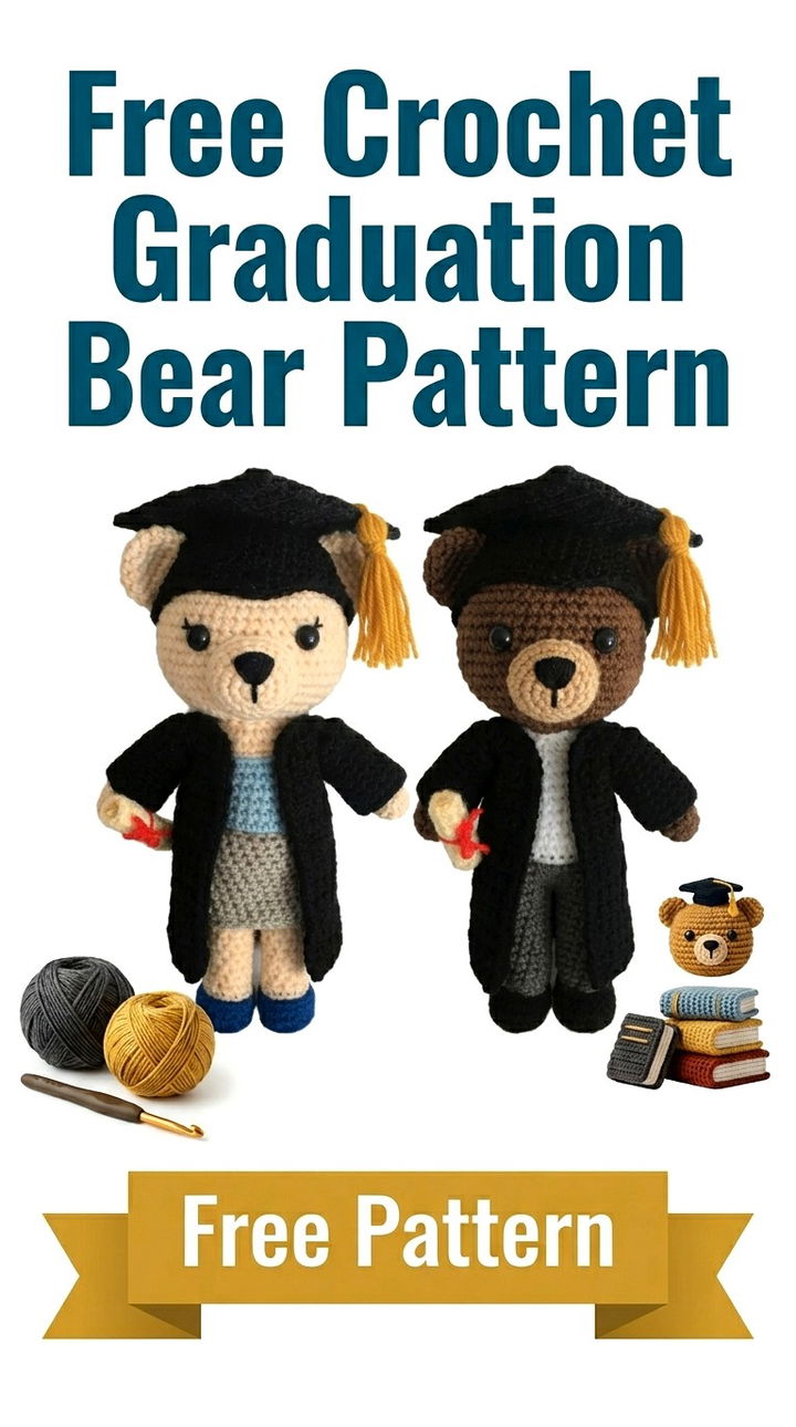 Free Crochet Graduation Bear Pattern Modern Amigurumi Keepsake