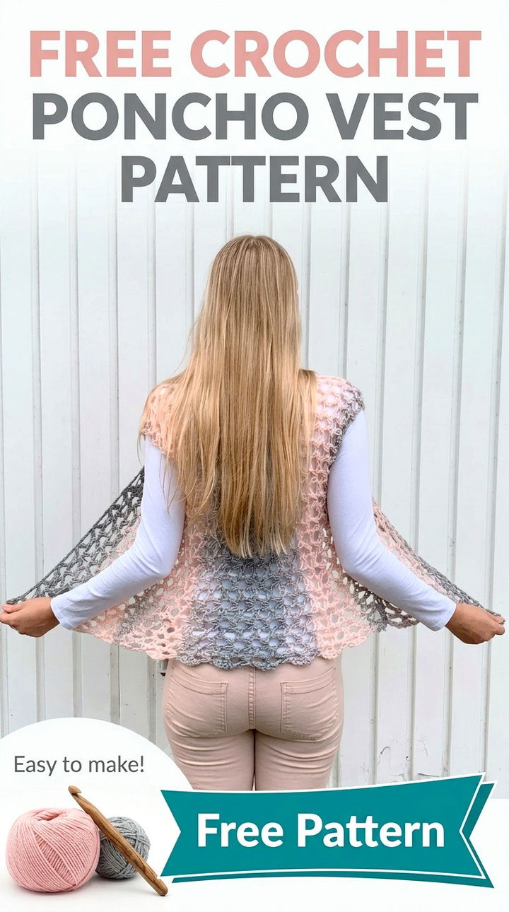 Free Crochet Poncho Vest Pattern Modern Retro Layering Style