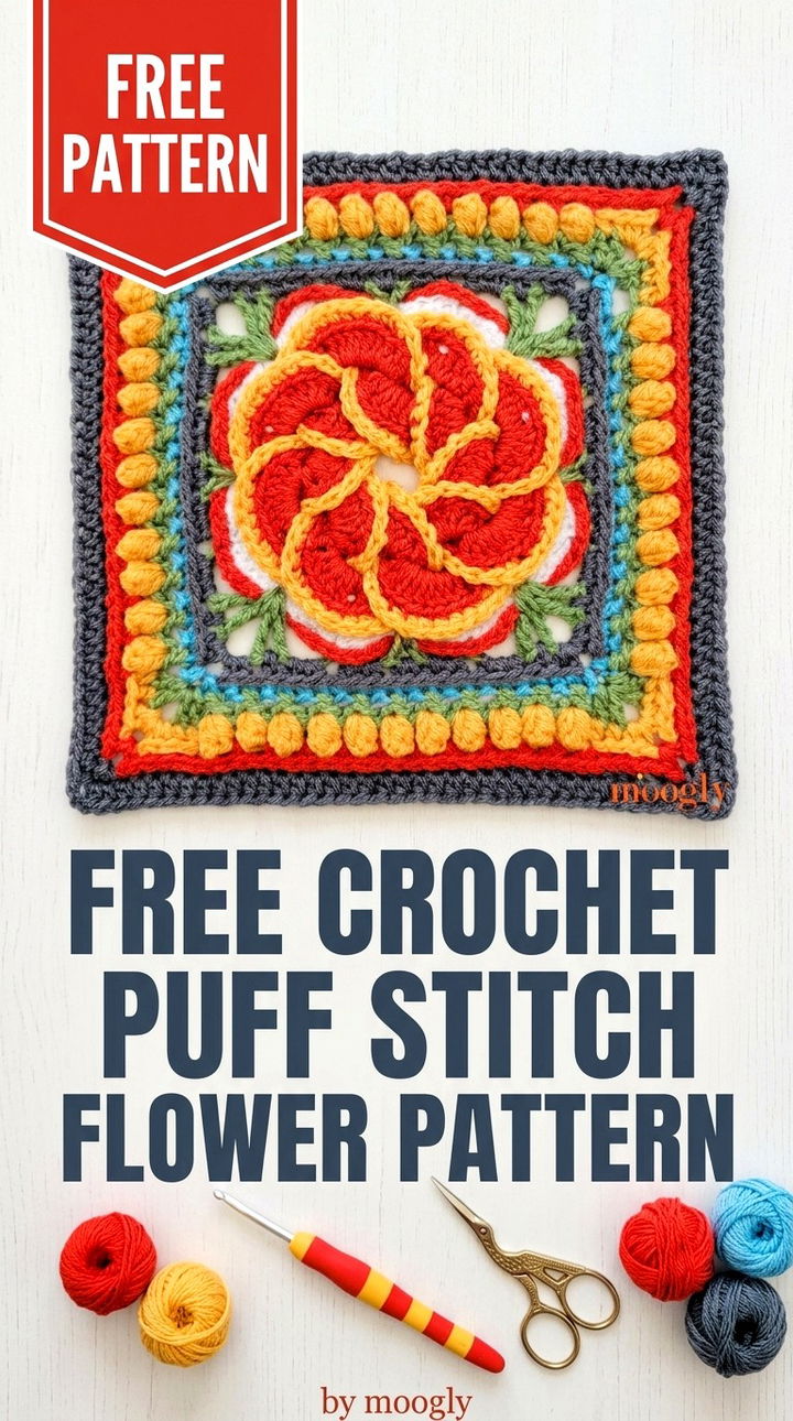 Free Crochet Puff Stitch Flower Pattern