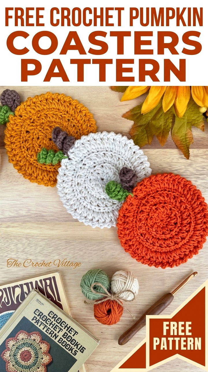 Free Crochet Pumpkin Coasters Pattern Festive Boho Autumn Decor