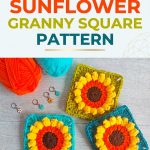 Free Crochet Sunflower Granny Square Pattern