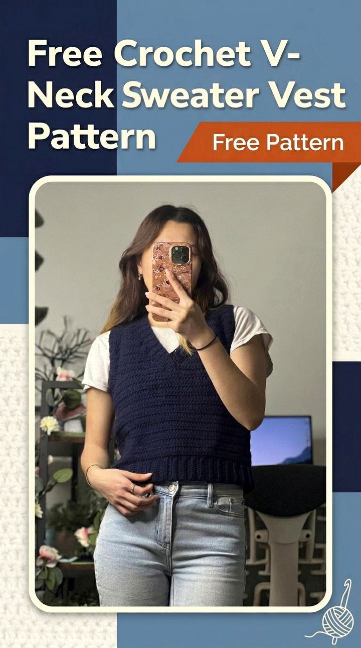Free Crochet V Neck Sweater Vest Pattern