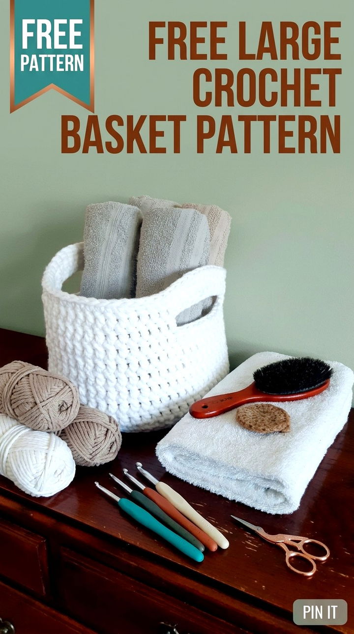 Free Large Crochet Basket Pattern Modern Retro Home Storage