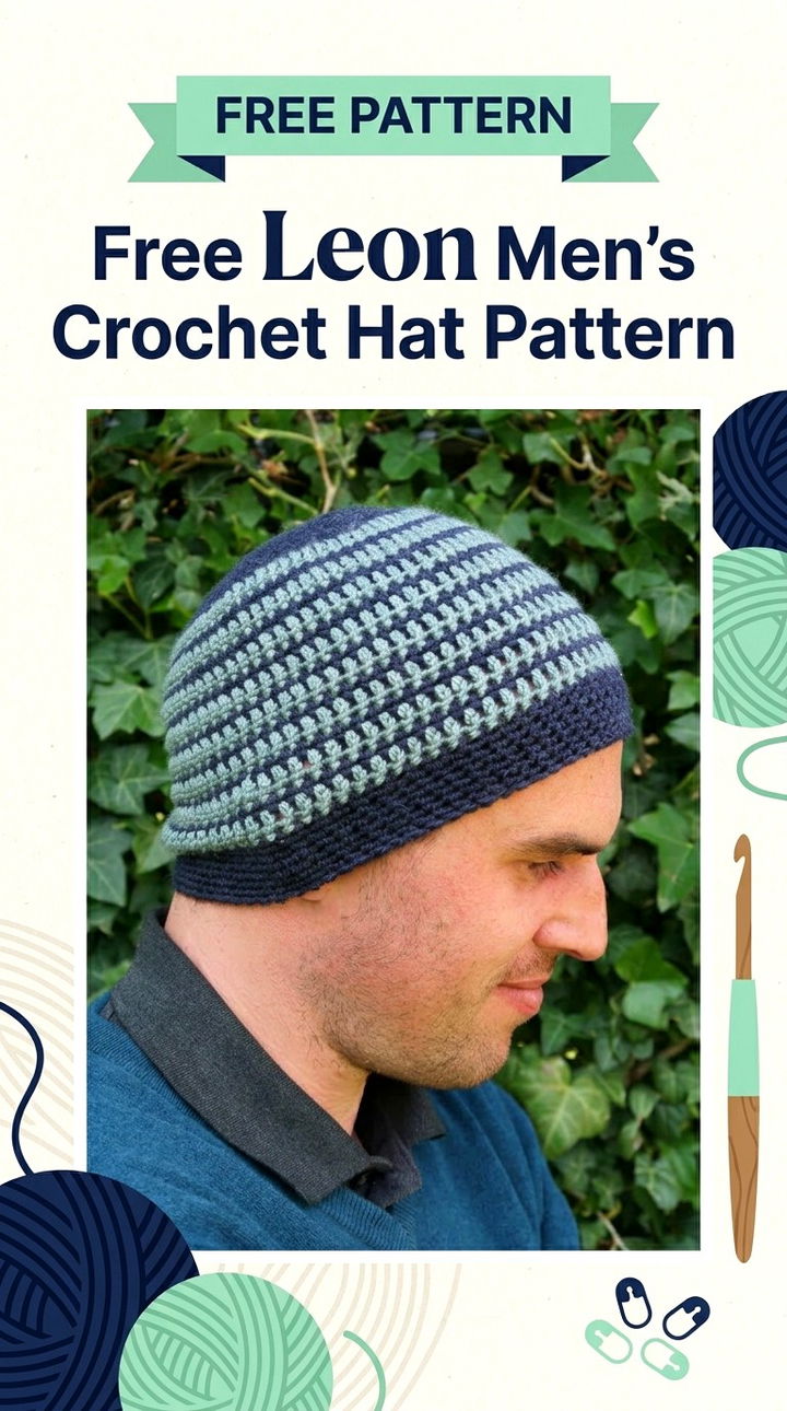 Free Leon Men’s Crochet Hat Pattern Modern Groovy Winter Accessory