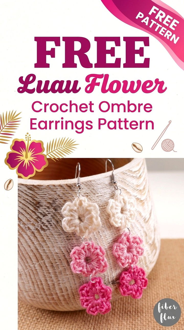 Free Luau Flower Crochet Ombre Earrings Pattern