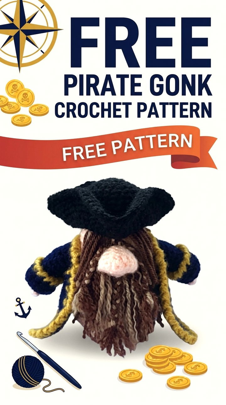 Free Pirate Gonk Crochet Pattern Modern Retro Boho Style