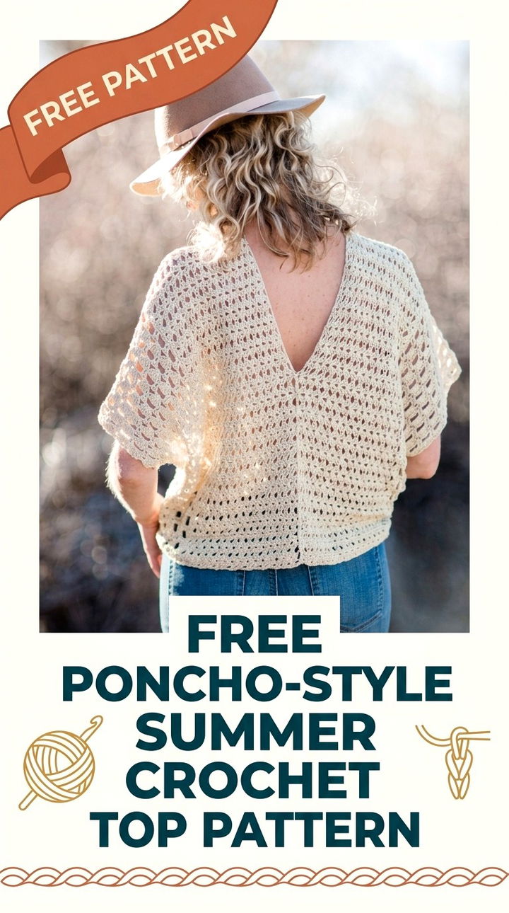 Free Poncho Style Summer Crochet Top Pattern Modern Retro Bohemian Flair
