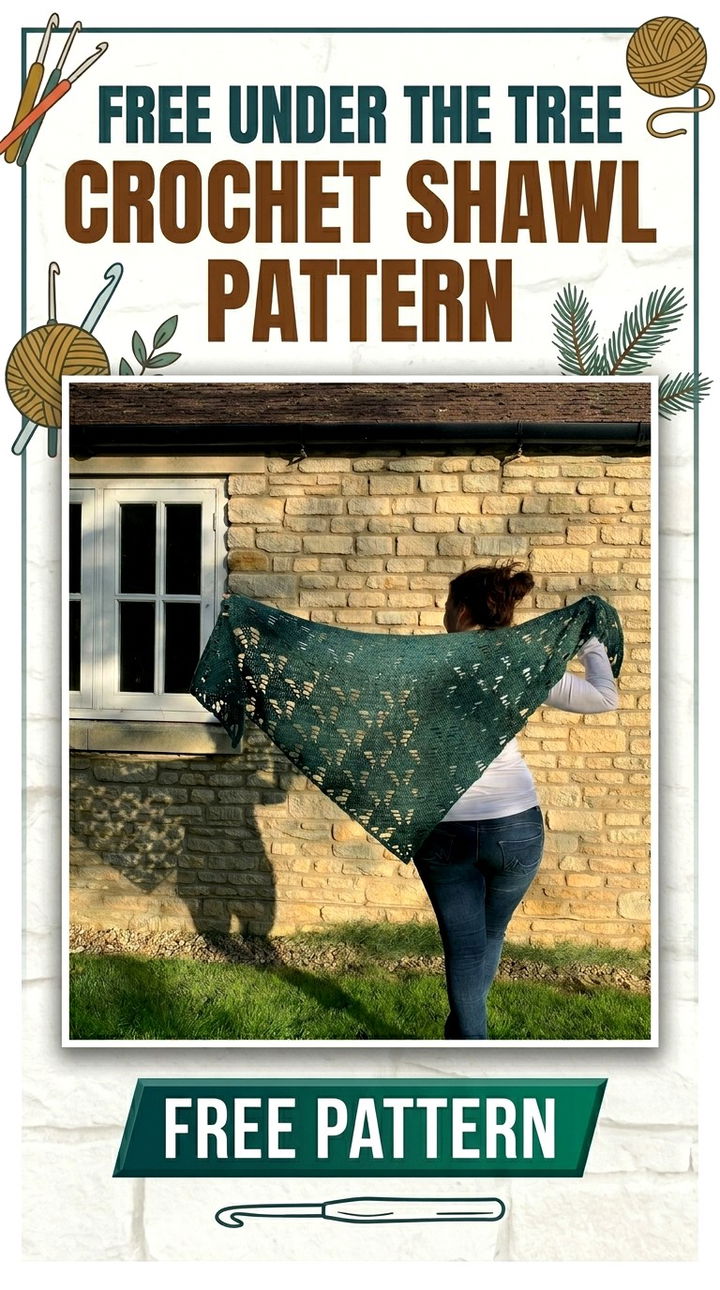 Free Under the Tree Crochet Shawl Pattern Modern Groovy Holiday Style
