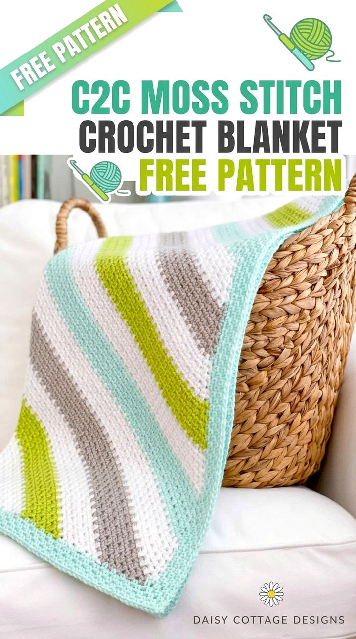 Modern Geometry The C2C Moss Stitch Crochet Blanket