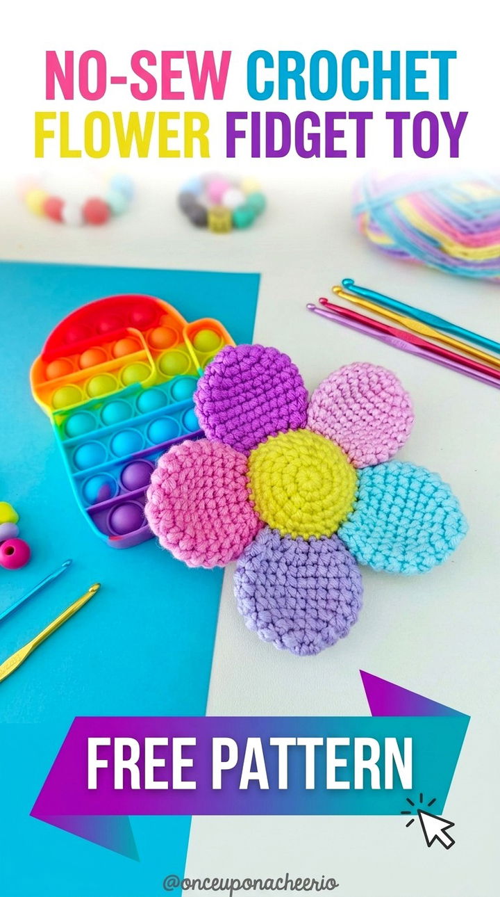 No Sew Crochet Flower Fidget Toy Free Pattern
