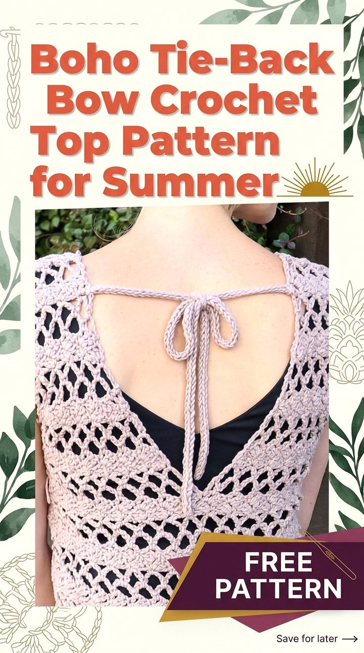 Stay Trendy with the Boho Tie Back Bow Crochet Top this Summer