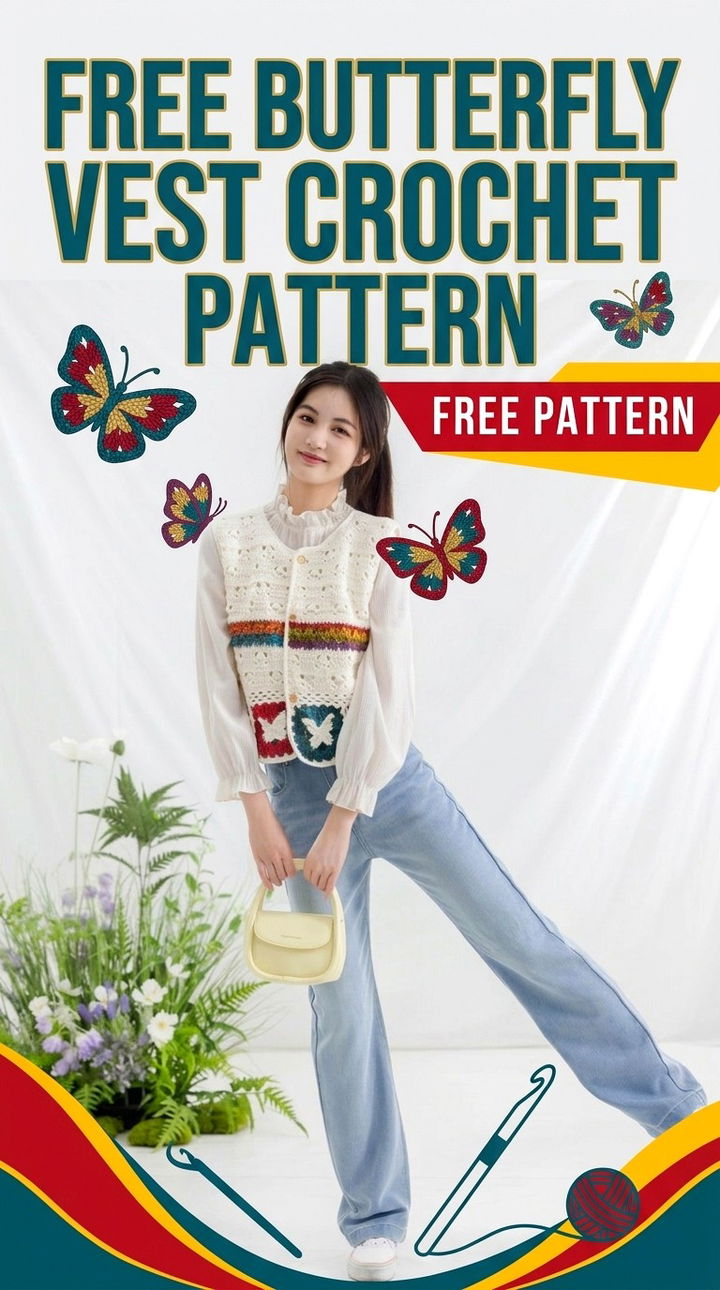 Free Butterfly Vest Crochet Pattern Modern Retro Boho Style